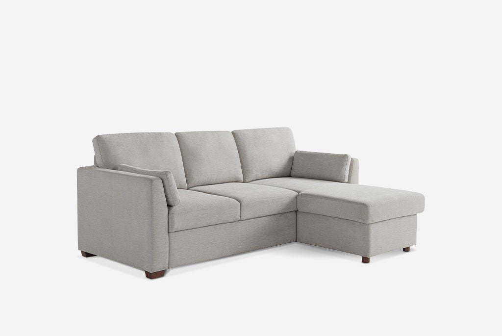 Coddle Luke Fabric Sleeper Sofa with Reversible Chaise and Storage, Beige