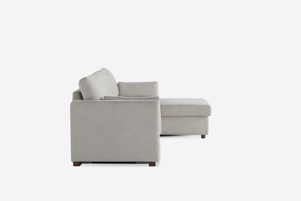 Coddle Luke Fabric Sleeper Sofa with Reversible Chaise and Storage, Beige