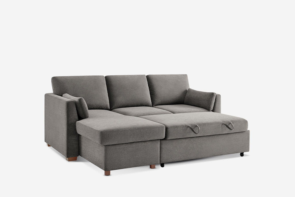 Luke Queen Sleeper U-Shaped Sectional with Reversible Storage Chaise, Gray
