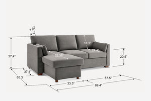 Luke Queen Sleeper U-Shaped Sectional with Reversible Storage Chaise, Gray