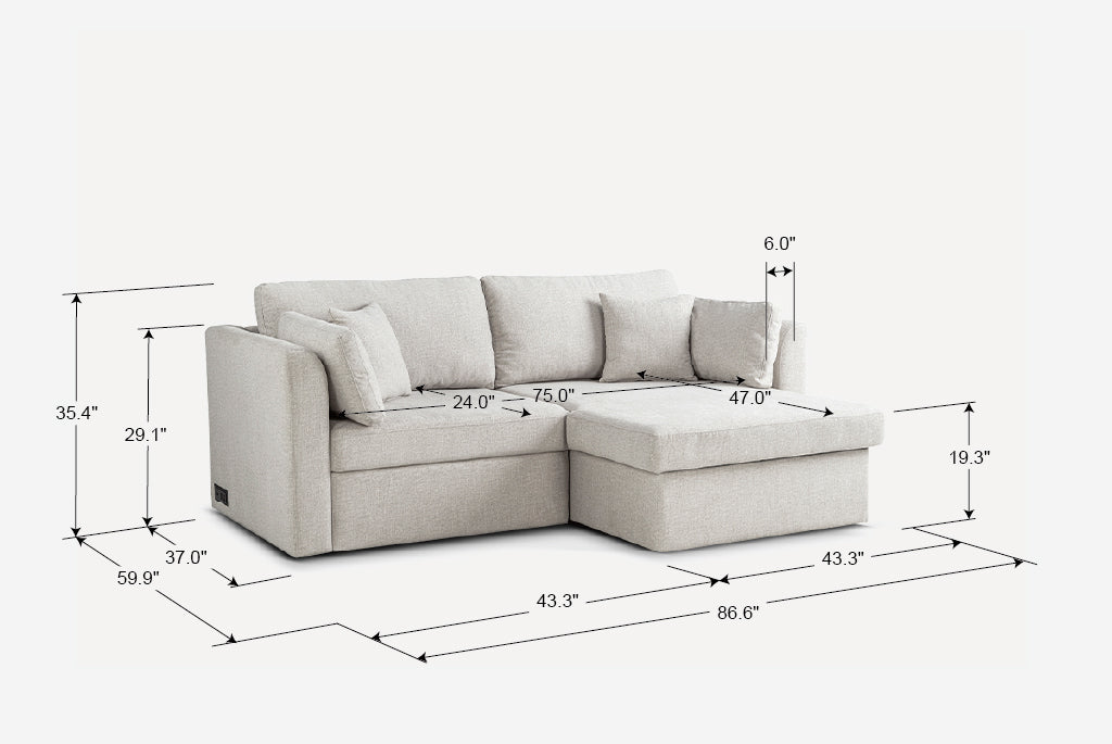 Nova Full-Size Sleeper Sectional with Storage Chaise