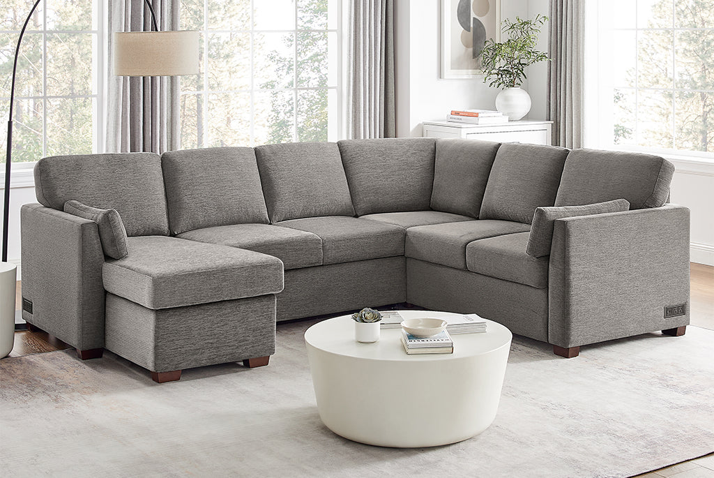 Luke Queen Sleeper U-Shaped Sectional with Reversible Storage Chaise