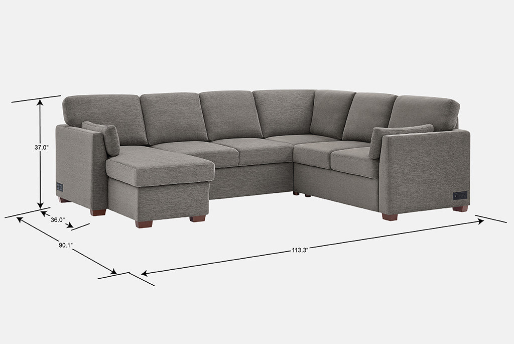 Luke Queen Sleeper U-Shaped Sectional with Reversible Storage Chaise
