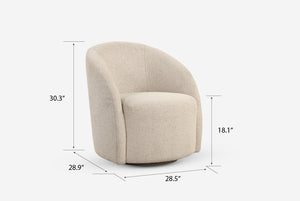 Bromley Swivel Chair with dimensions labeled on a white background