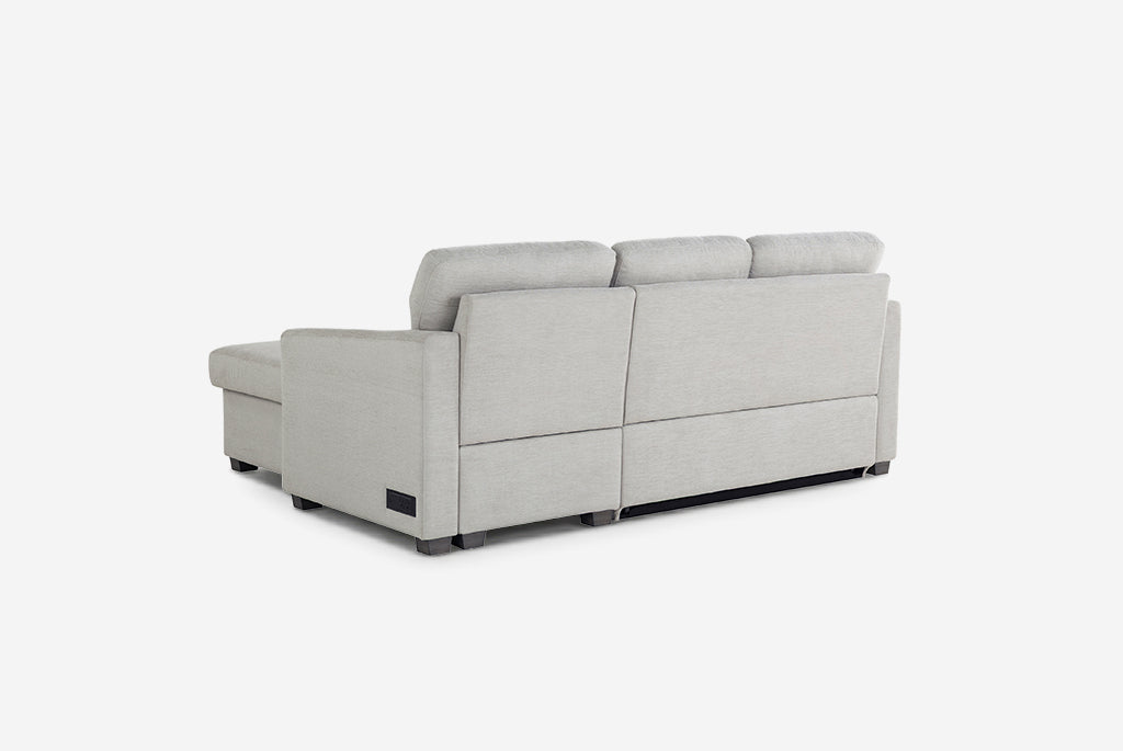 Cameron Queen Sleeper Sofa with Reversible Storage Chaise, Beige