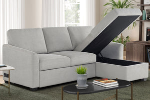Cameron Queen Sleeper Sofa with Reversible Storage Chaise, Beige