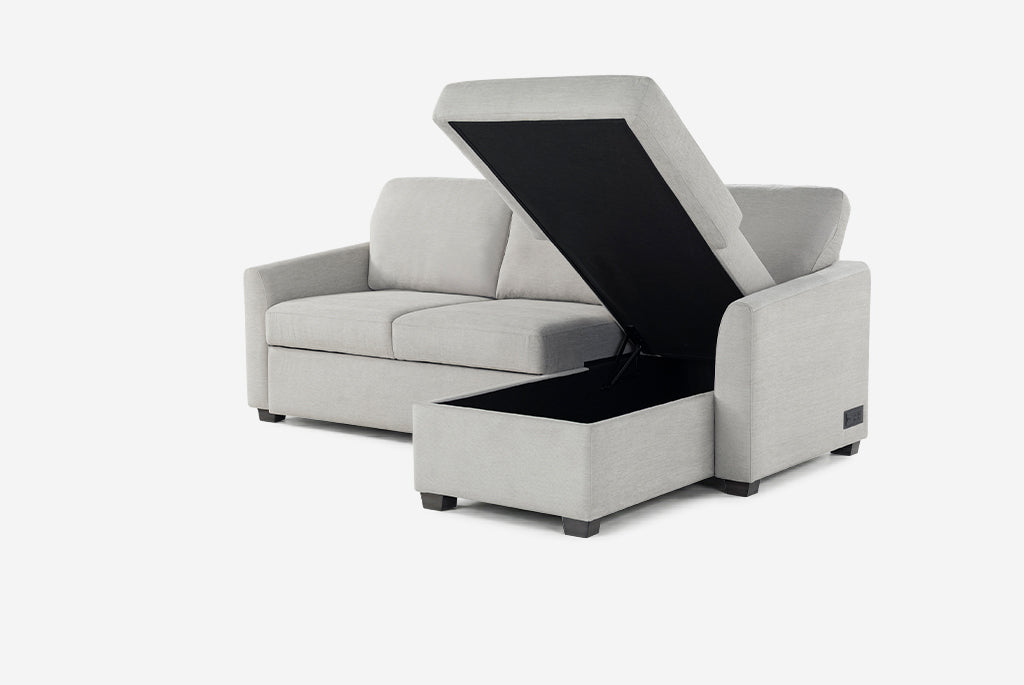Cameron Queen Sleeper Sofa with Reversible Storage Chaise, Beige
