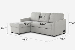 Cameron Queen Sleeper Sofa with Reversible Storage Chaise, Beige
