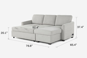 Cameron Queen Sleeper Sofa with Reversible Storage Chaise, Beige