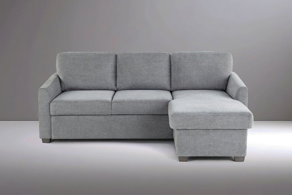 Cameron Queen Sleeper Sofa with Reversible Storage Chaise, Grey