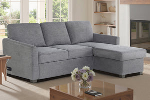 Cameron Queen Sleeper Sofa with Reversible Storage Chaise, Grey