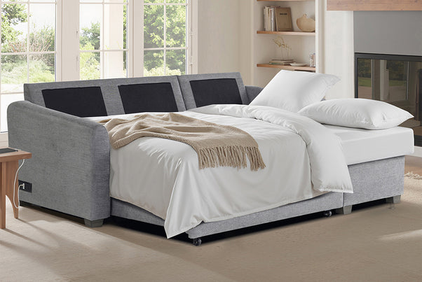 Cameron Queen Sleeper Sofa with Reversible Storage Chaise, Grey