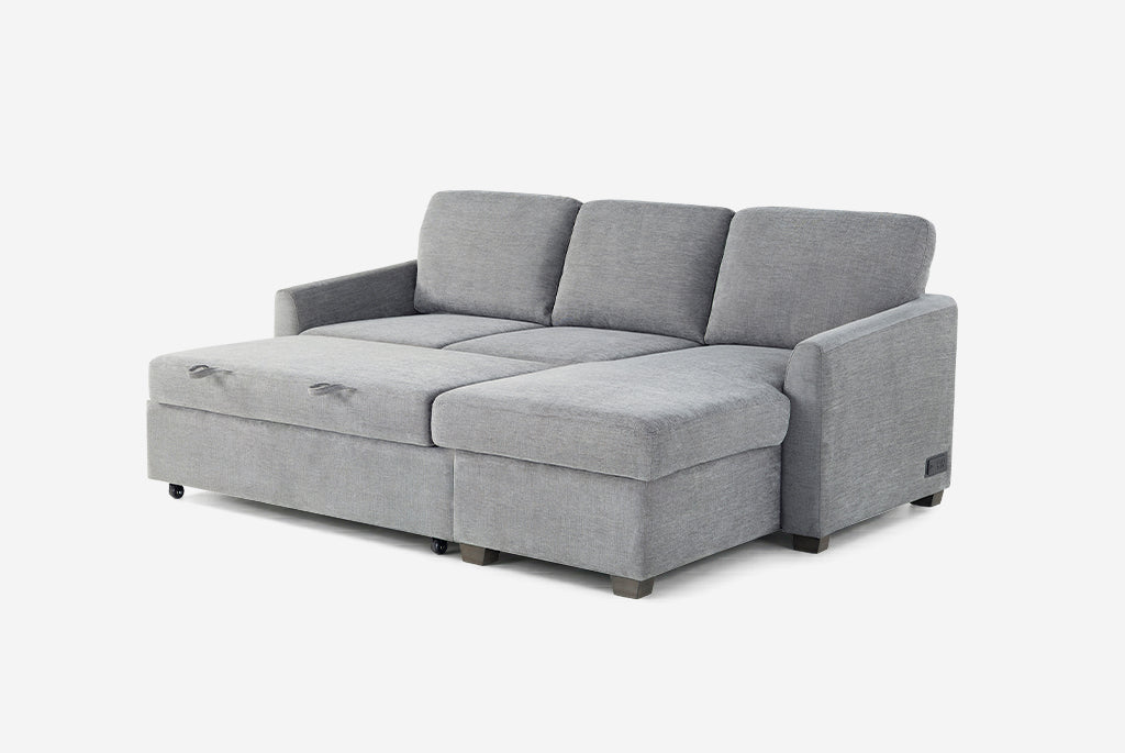 Cameron Queen Sleeper Sofa with Reversible Storage Chaise, Grey