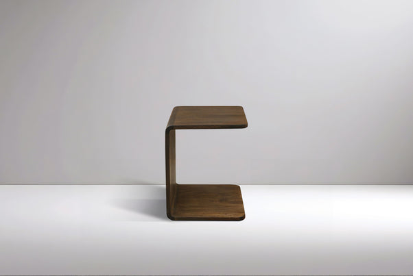 Curved Walnut C-Side Table