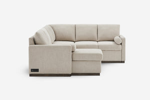 Beige Element Full-Size Sleeper Sectional with Storage Chaise on a white background