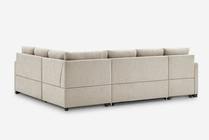 Beige Element Full-Size Sleeper Sectional with Storage Chaise on a white background