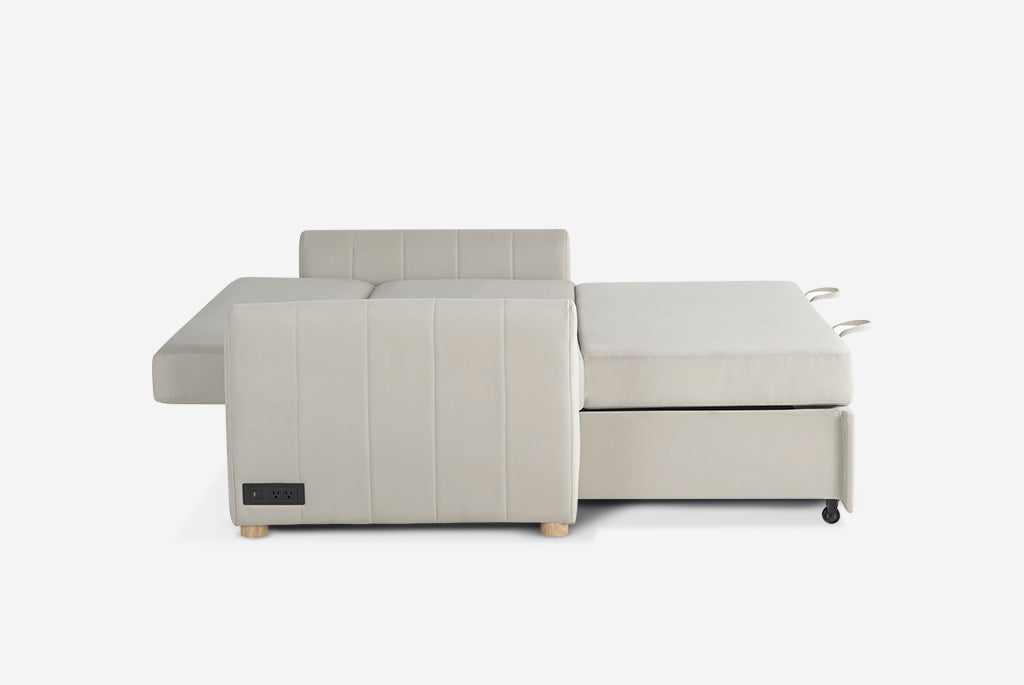 Beige Coddle sectional sofa on a white background