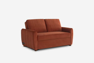 Rust colored Coddle sofa bed on a white background