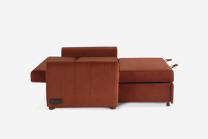 Rust colored Coddle sectional sofa on a white background