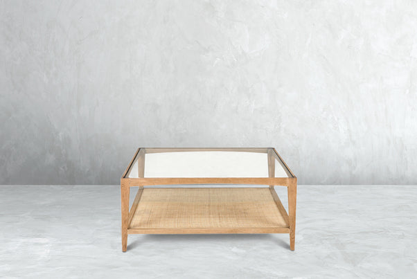 Glass & Cane Coffee Table