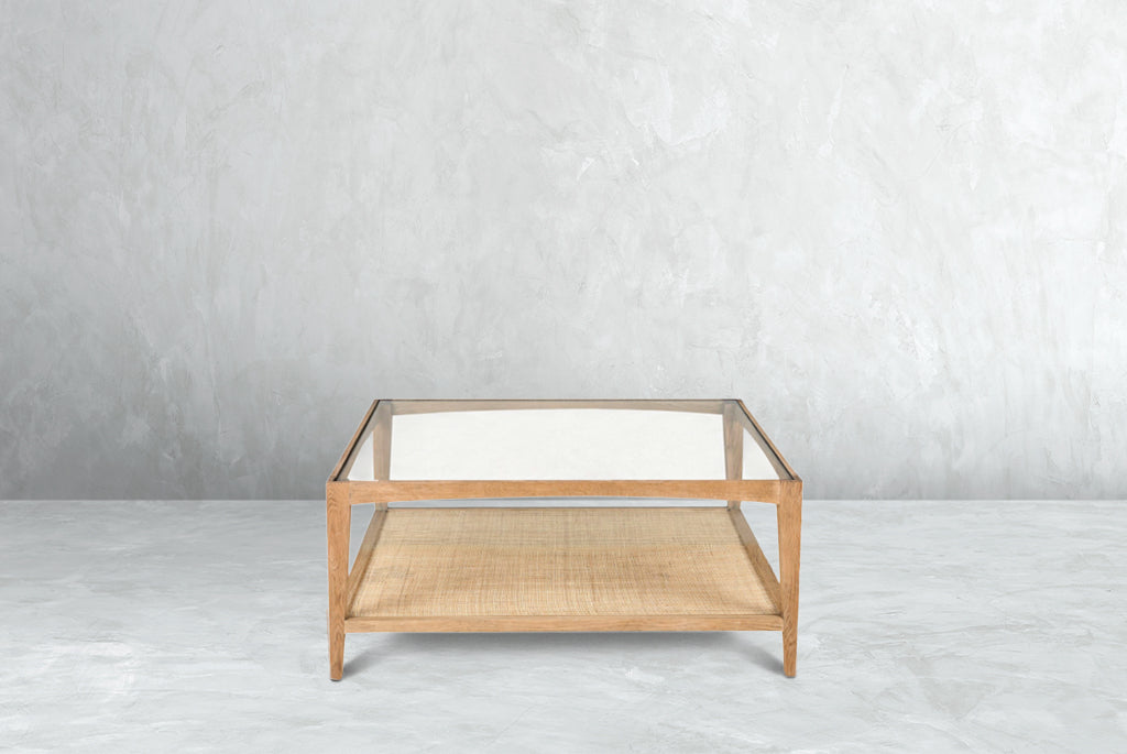 Glass & Cane Coffee Table