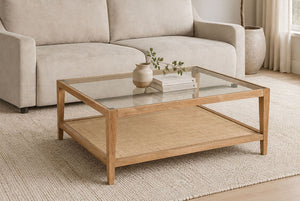 Glass & Cane Coffee Table
