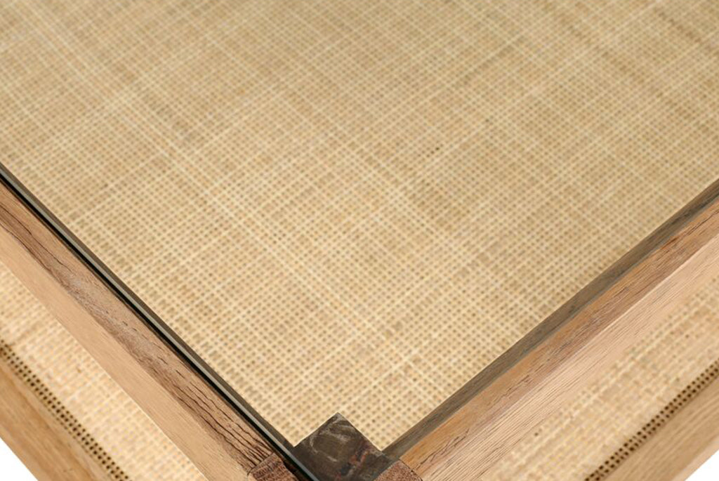 Glass & Cane Coffee Table