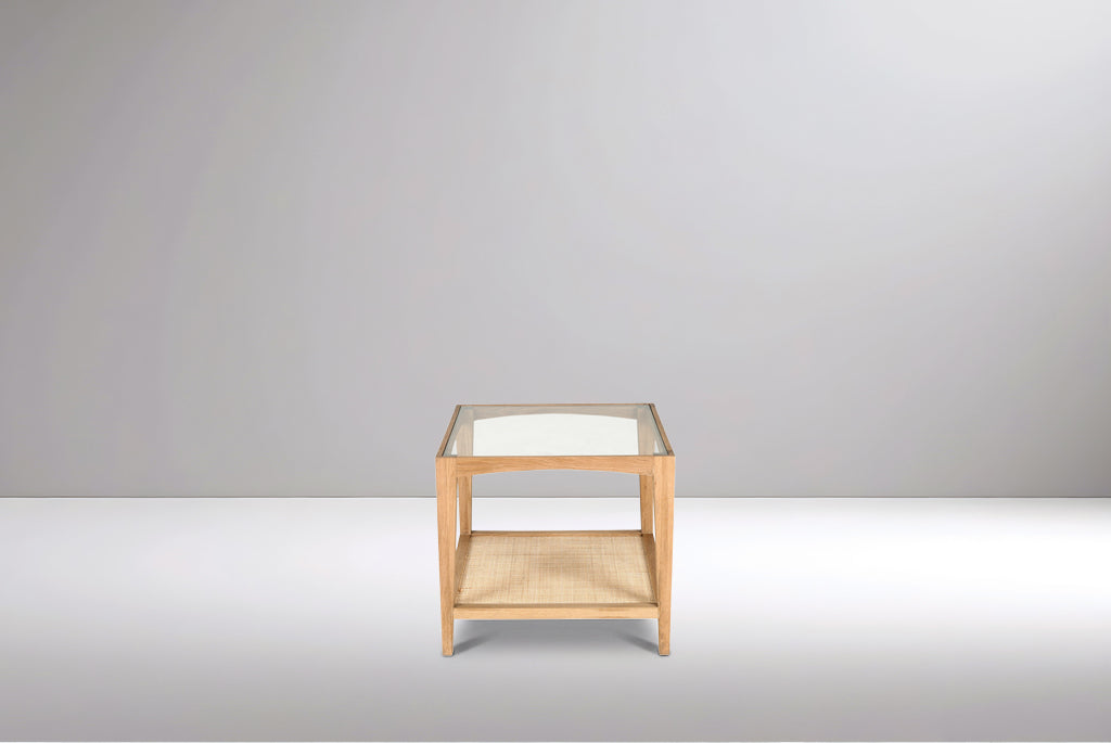 Glass & Cane Side Table
