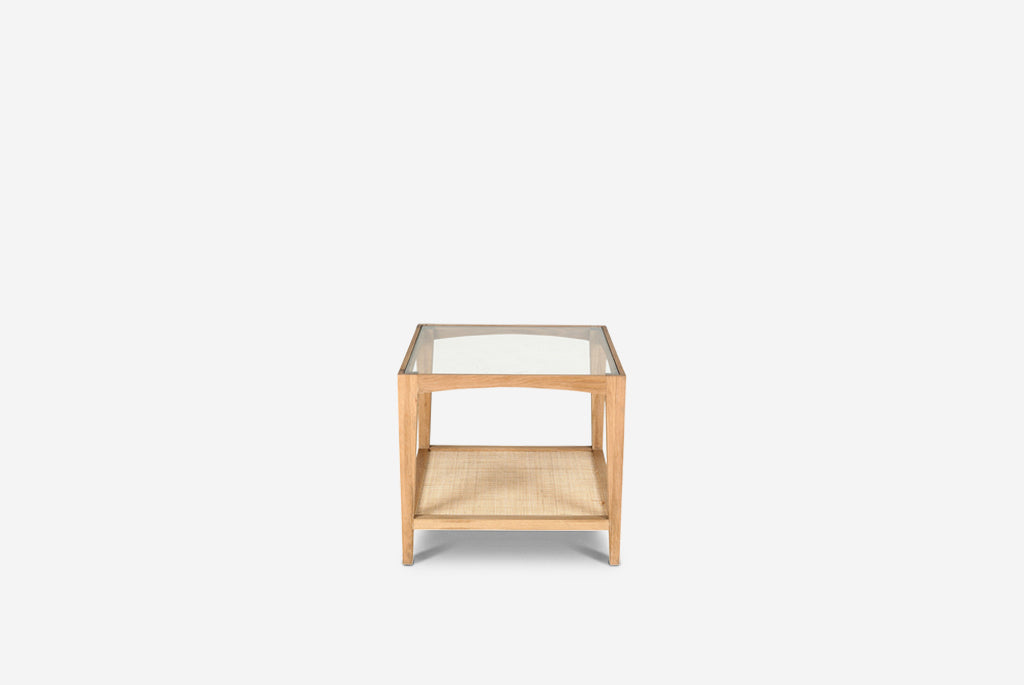 Glass & Cane Side Table