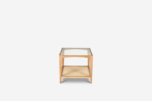 Glass & Cane Side Table