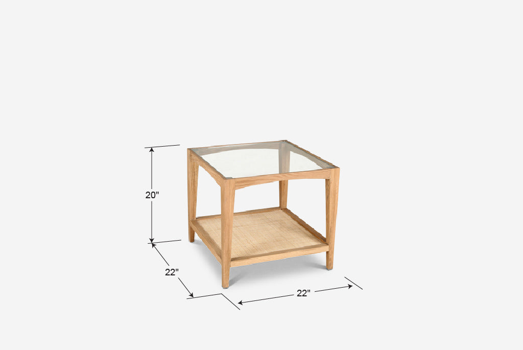 Glass & Cane Side Table