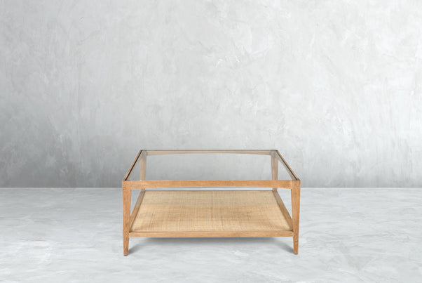 Glass & Cane Coffee Table