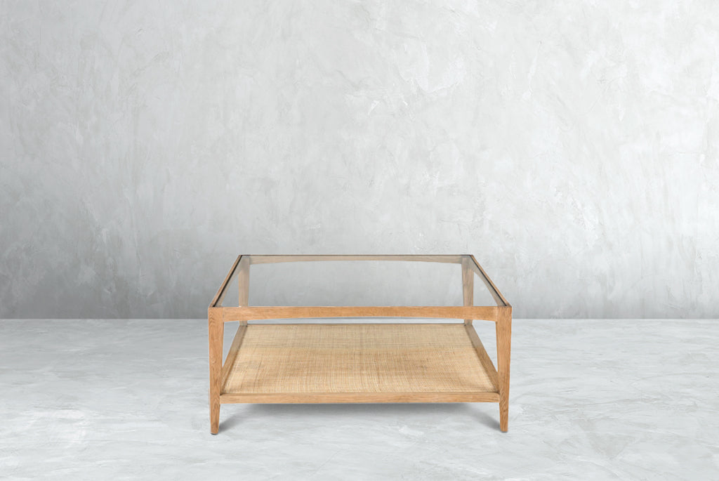 Glass & Cane Coffee Table