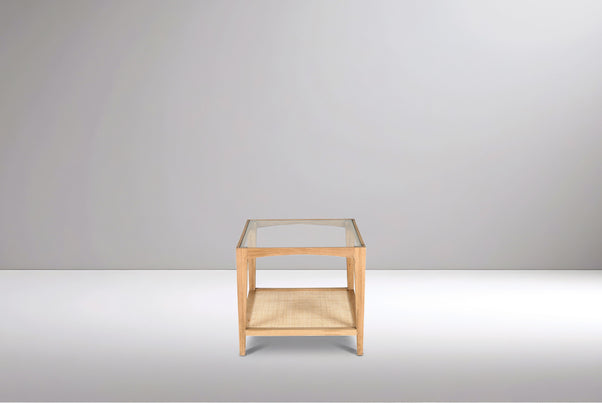 Glass & Cane Side Table
