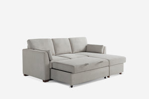 Coddle Luke Fabric Sleeper Sofa with Reversible Chaise and Storage, Beige
