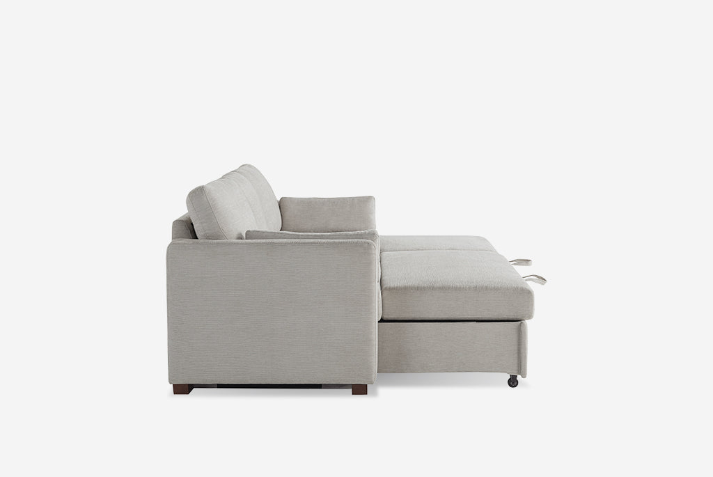 Coddle Luke Fabric Sleeper Sofa with Reversible Chaise and Storage, Beige