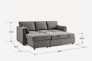 Luke Queen Sleeper U-Shaped Sectional with Reversible Storage Chaise, Gray