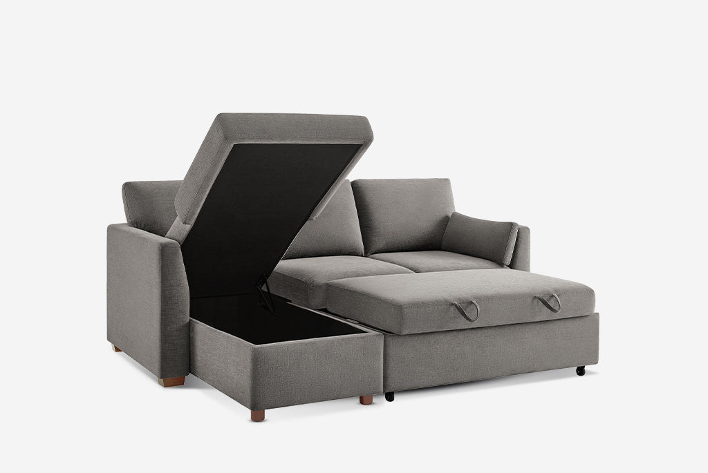 Luke Queen Sleeper U-Shaped Sectional with Reversible Storage Chaise, Gray