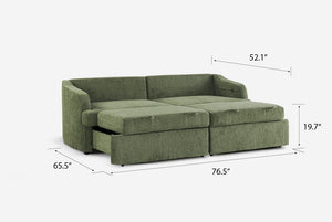 Green Matrix Queen-Sized Sleeper Sofa with dimensions