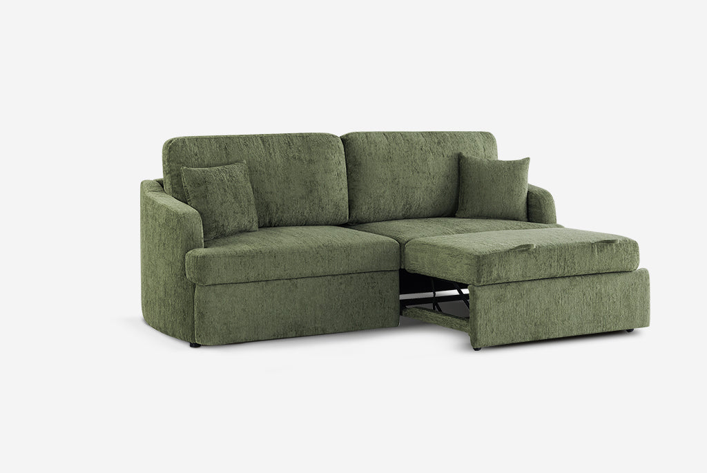 Green Matrix Queen-Sized Sleeper Sofa on a white background
