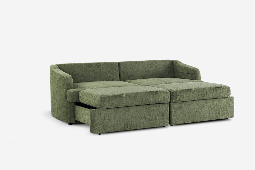 Green Matrix Queen-Sized Sleeper Sofa on a white background