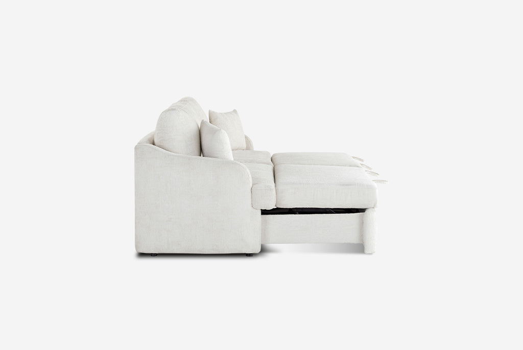 White Matrix Queen-Sized Sleeper Sofa on a white background