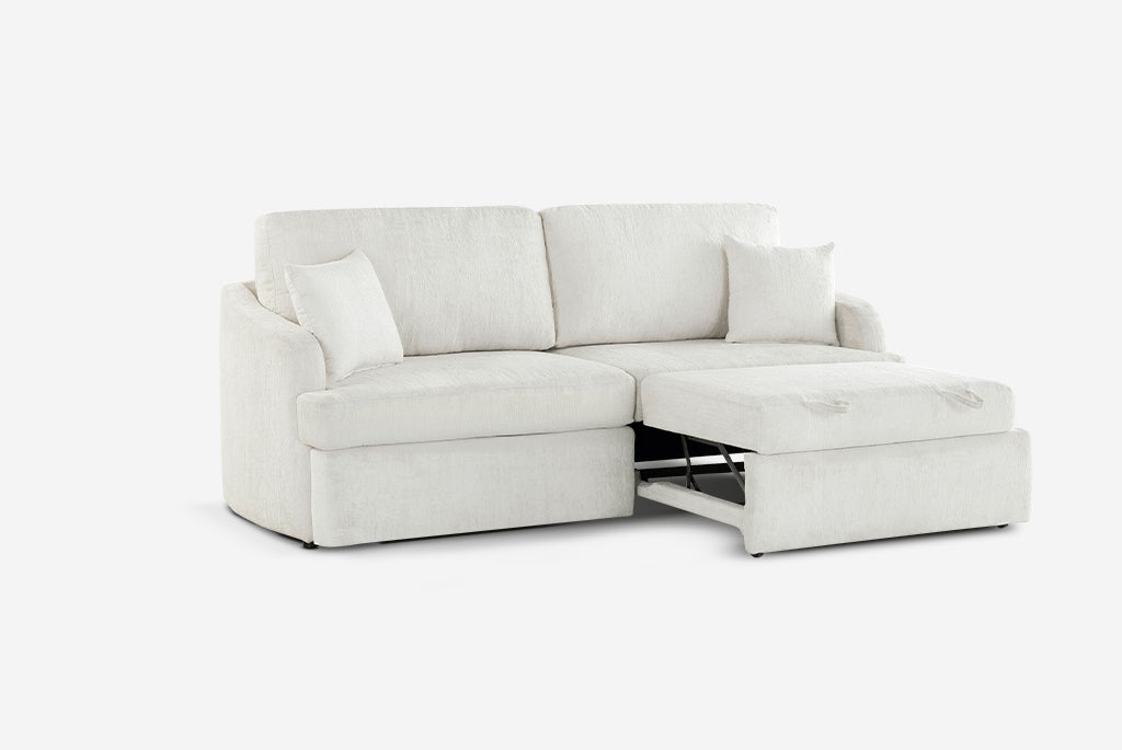 White Matrix Queen-Sized Sleeper Sofa on a white background