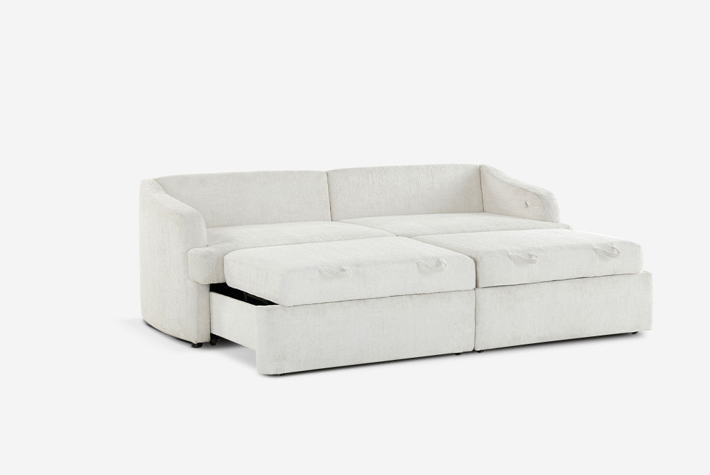 White Matrix Queen-Sized Sleeper Sofa on a white background