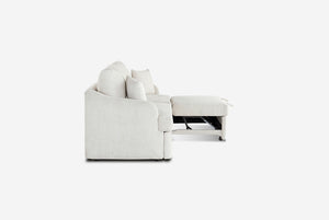 White Matrix Queen-Sized Sleeper Sofa on a white background (Side View)