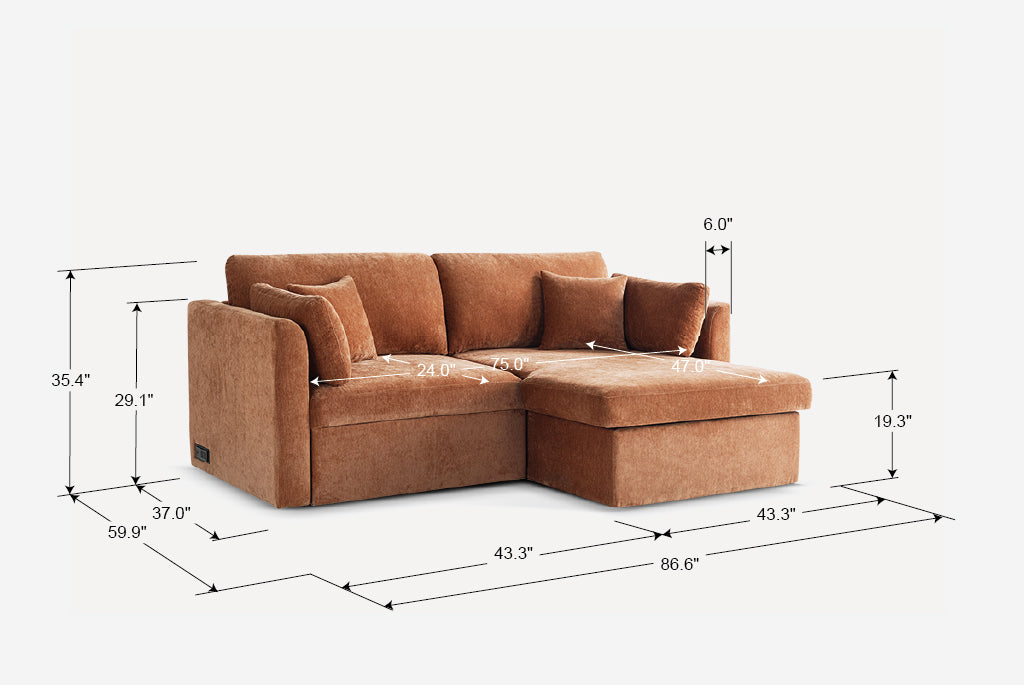 Nova Full-Size Sleeper Sectional with Storage Chaise