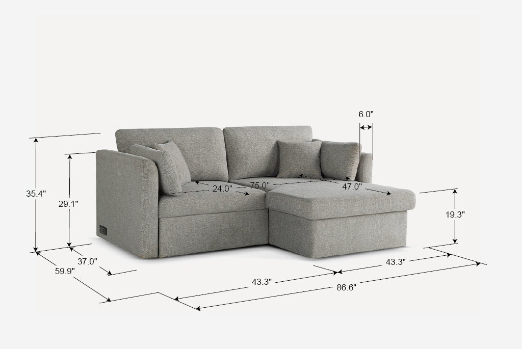 Nova Full-Size Sleeper Sectional with Storage Chaise