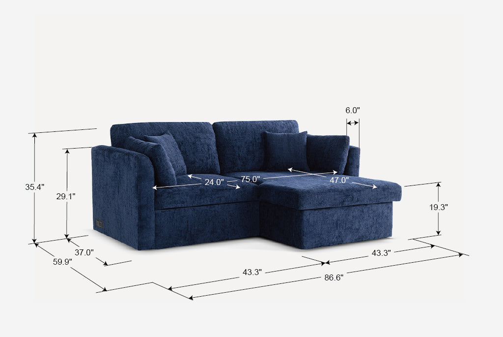Nova Full-Size Sleeper Sectional with Storage Chaise
