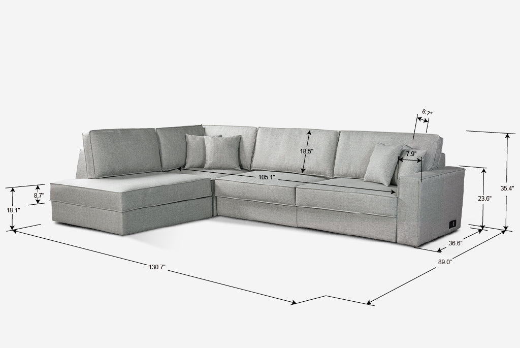Switch Queen Sleeper Sectional with Storage Chaise