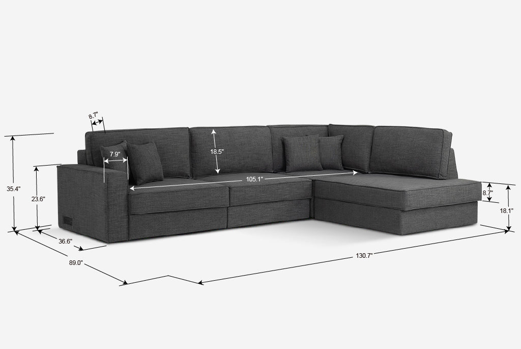 Switch Queen Sleeper Sectional with Storage Chaise